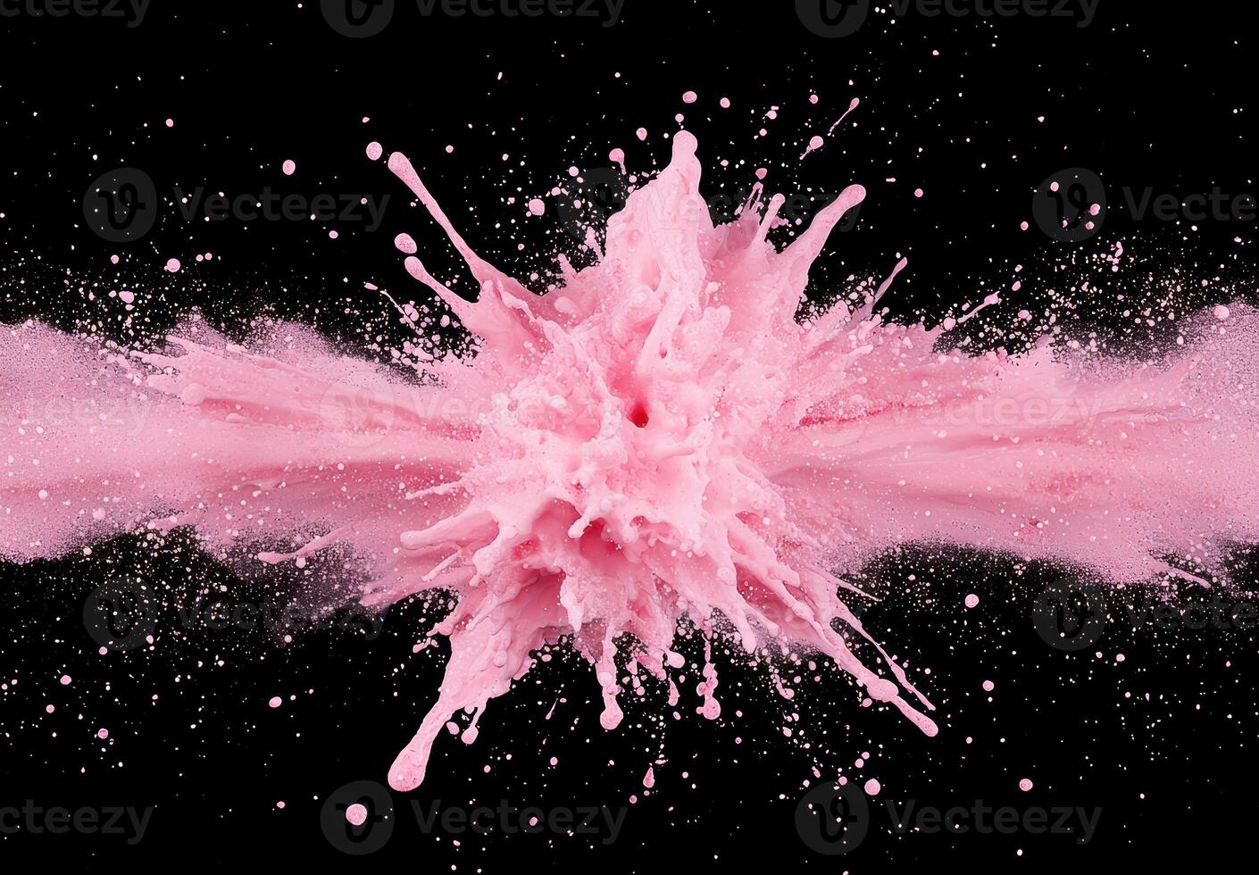 Vibrant pink paint splash on black background photo
