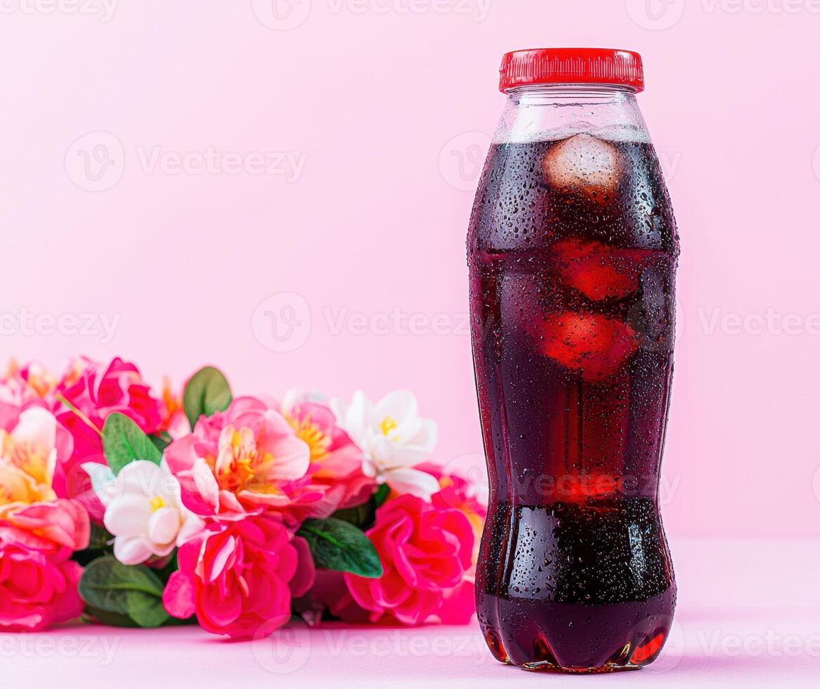 refreshing berry soda with floral bouquet photo