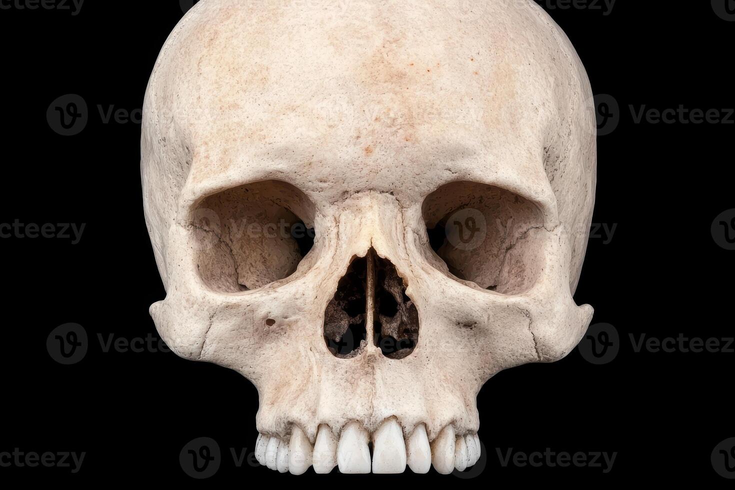 Close up view of a human skull photo