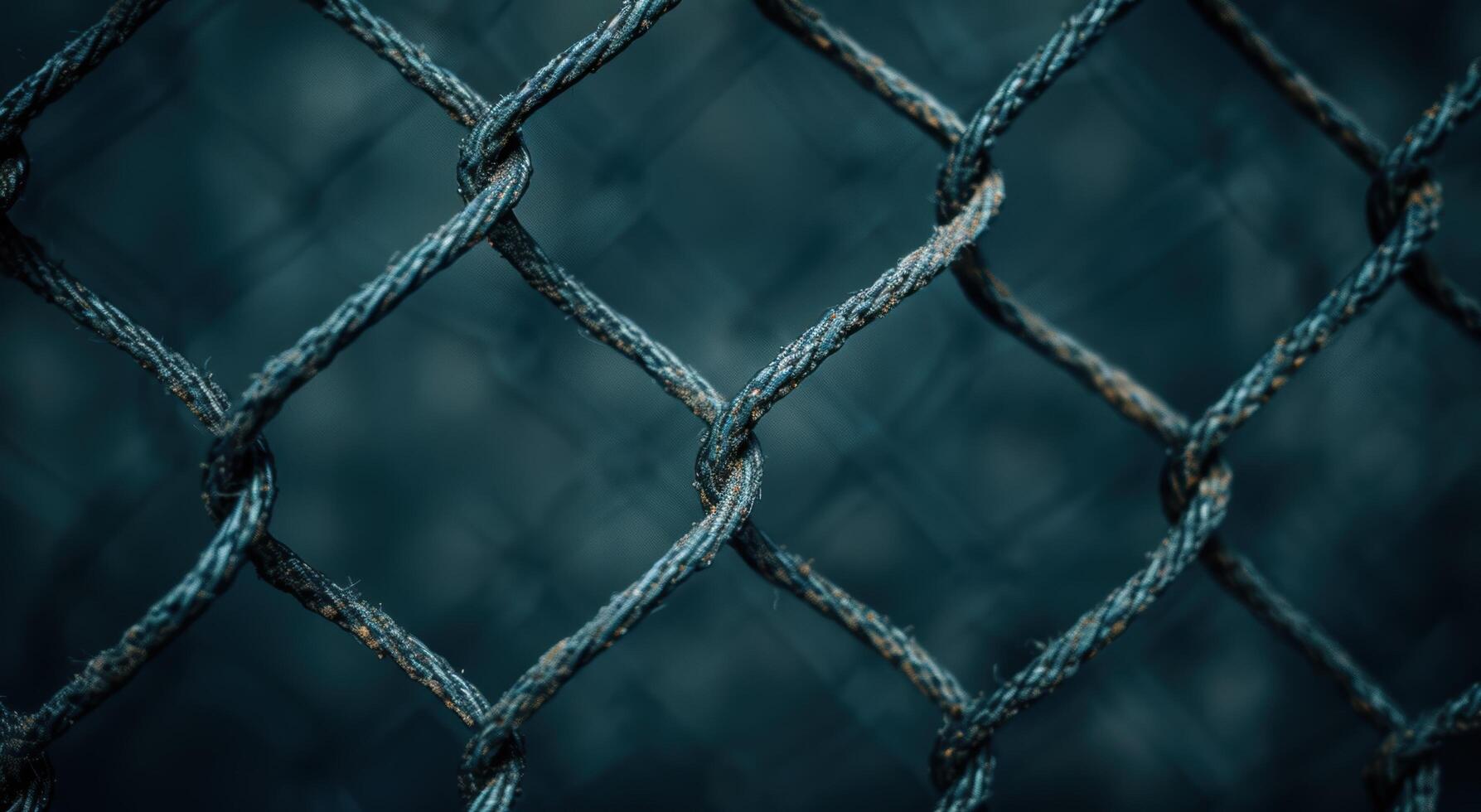 Close up of a tangled wire mesh fence photo