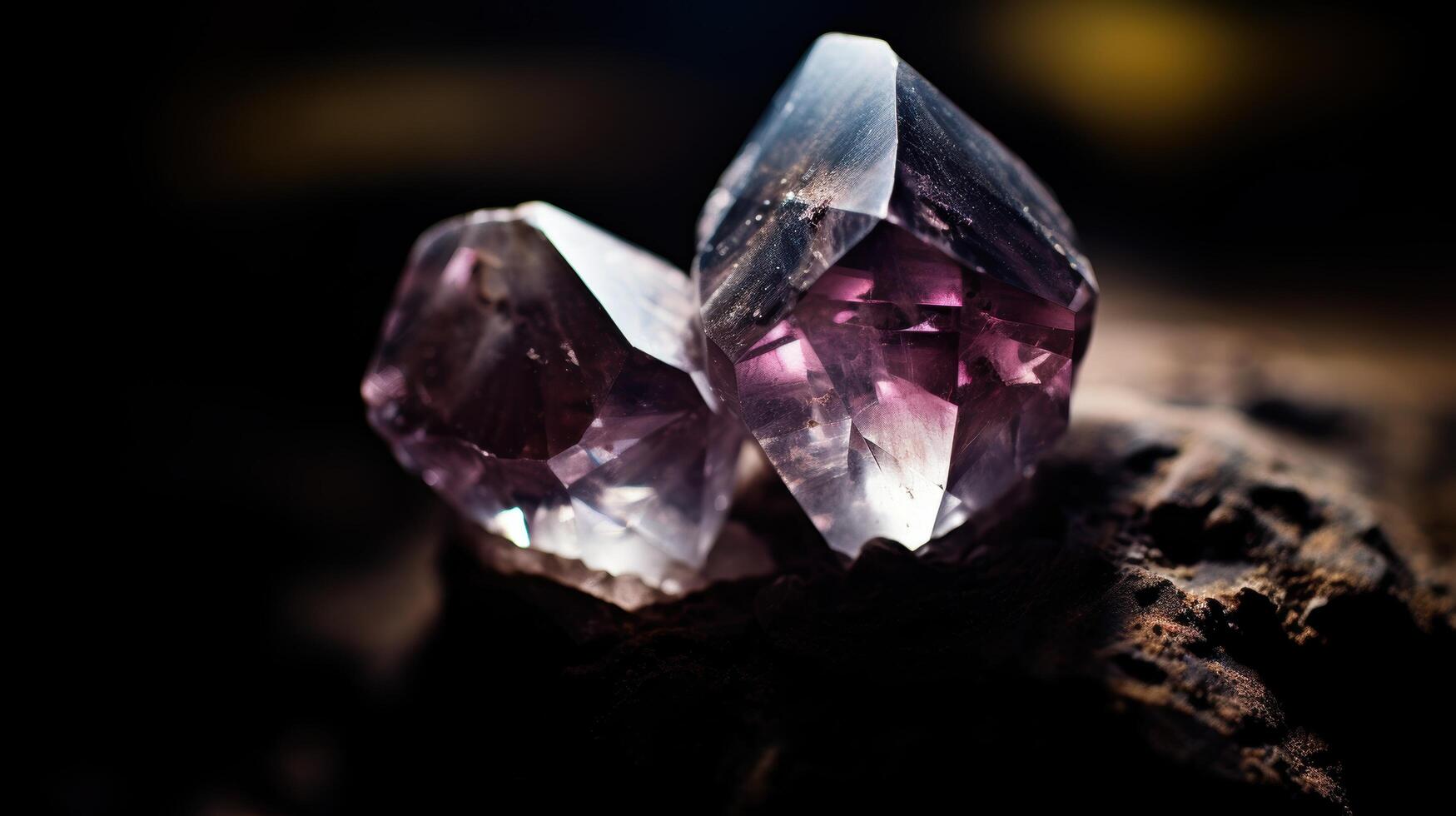 Glowing amethyst crystal cluster photo