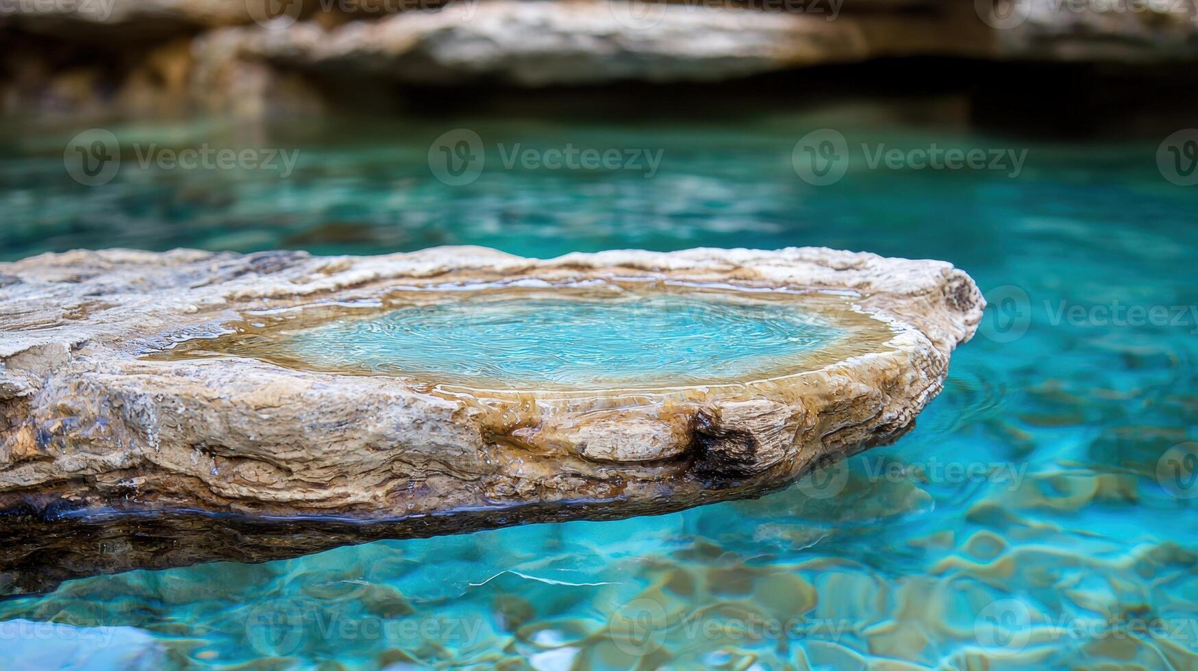 natural hot spring pool with crystal clear turquoise water photo