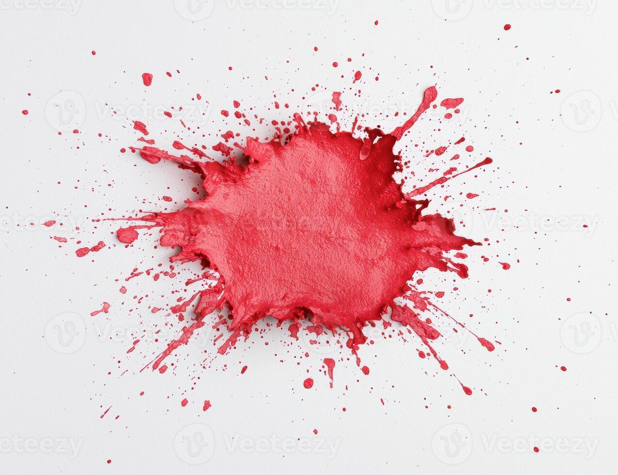 Vibrant red paint splash on white background photo