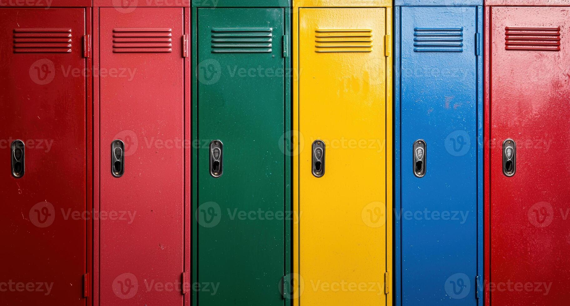 Colorful school lockers in a row photo
