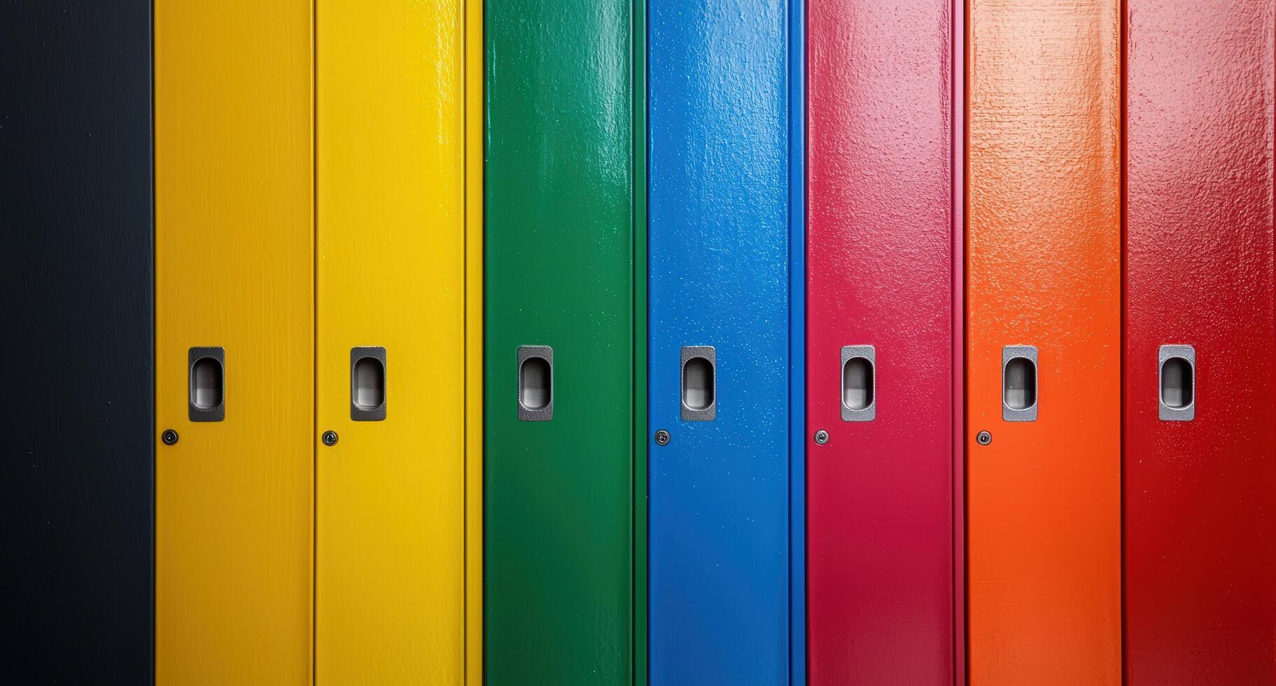 Colorful lockers in a school hallway photo