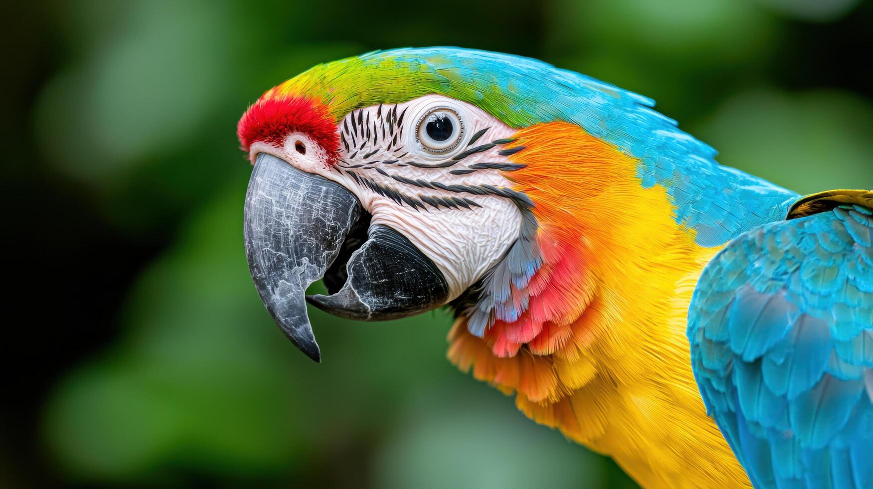 Vibrant parrot with colorful feathers photo
