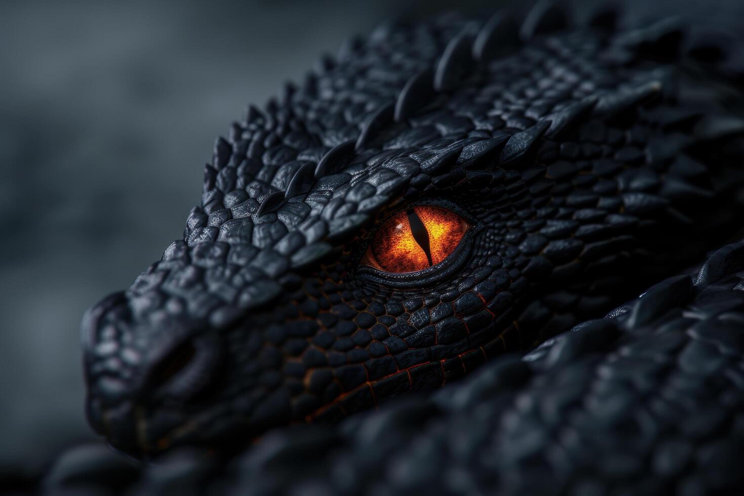 Intense glowing eye of a fierce dragon photo