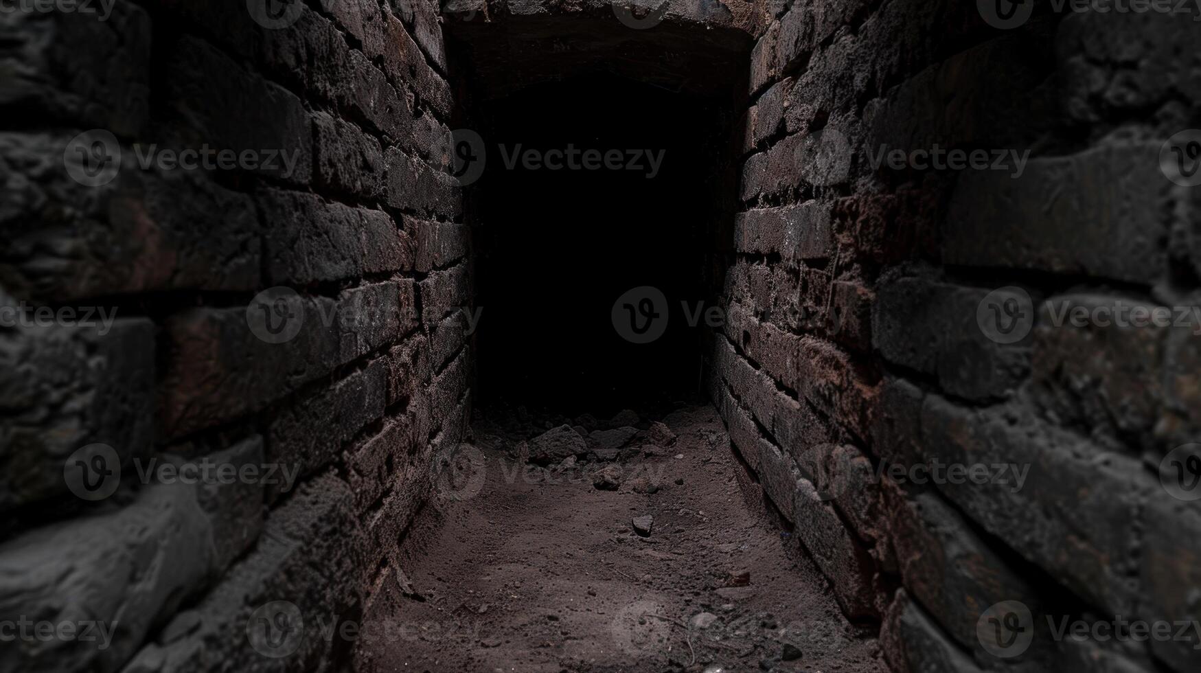 Dark and mysterious underground tunnel photo