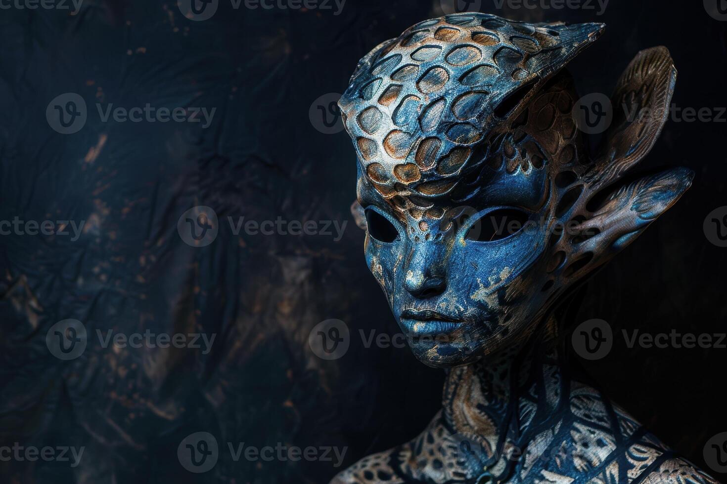 Mysterious blue alien creature with intricate patterns photo