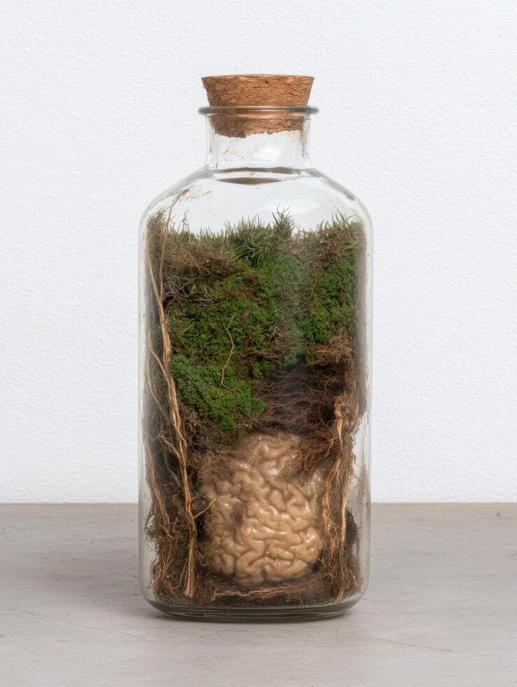 Preserved brain in a glass jar photo