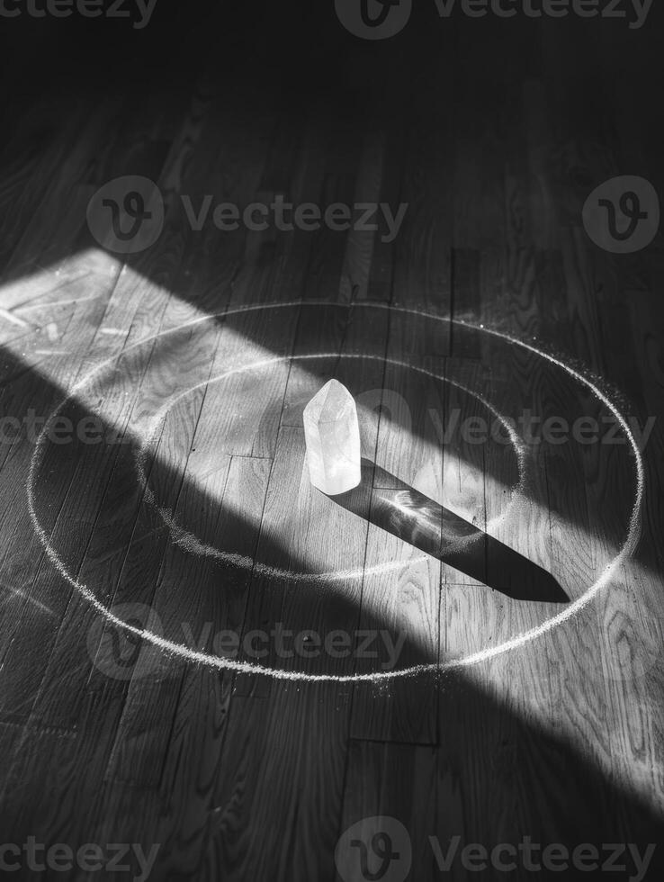 Mystical crystal in a dark circle photo