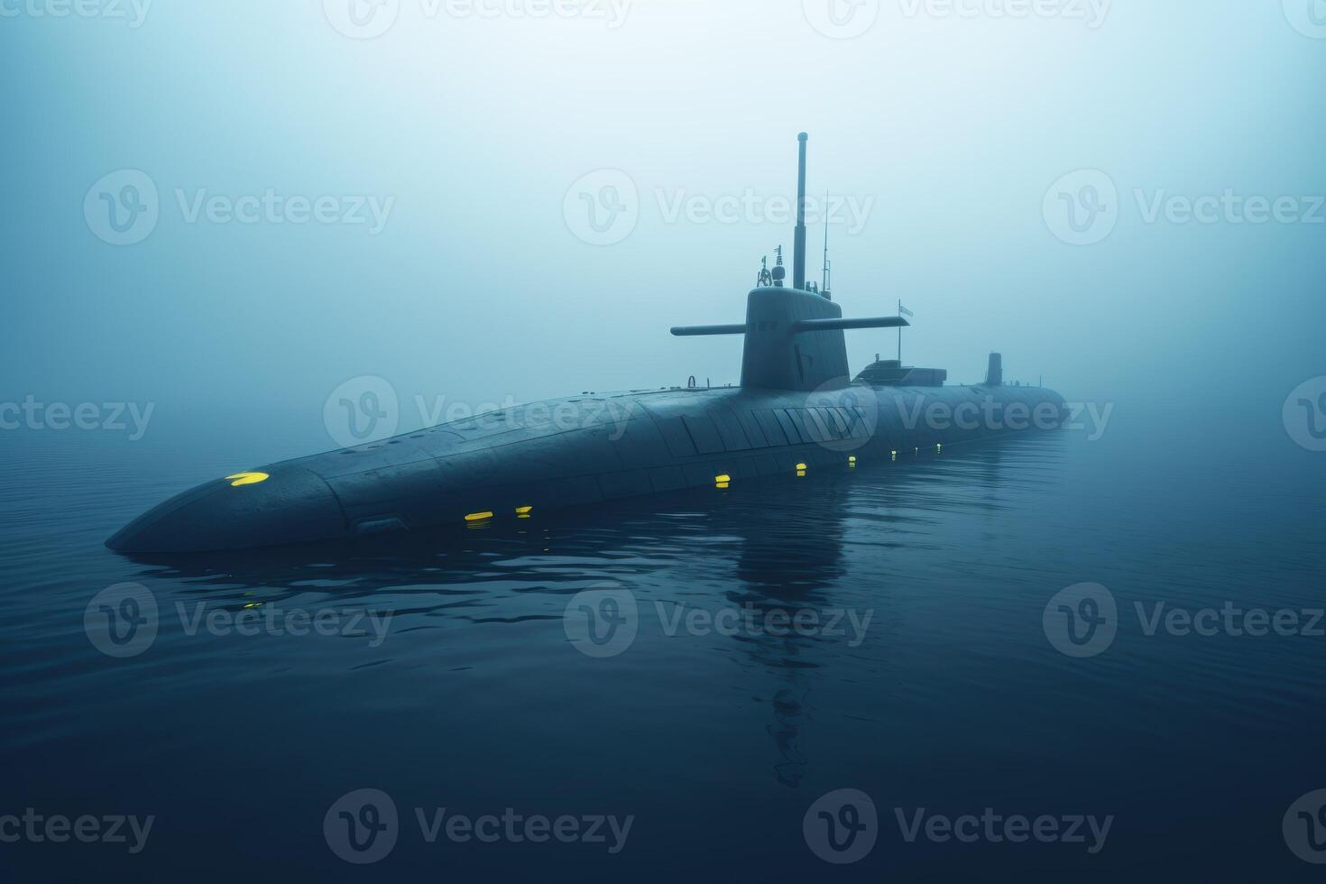 Mysterious submarine submerged in the ocean photo