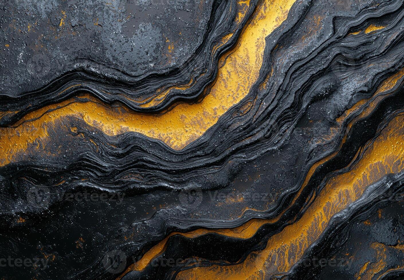 Vibrant abstract rock texture with golden and black patterns photo