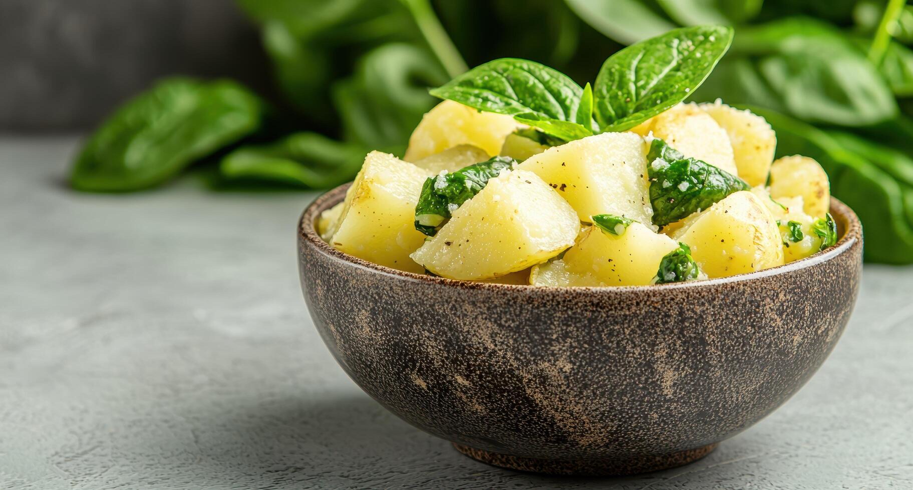 Tasty potato salad with fresh herbs photo