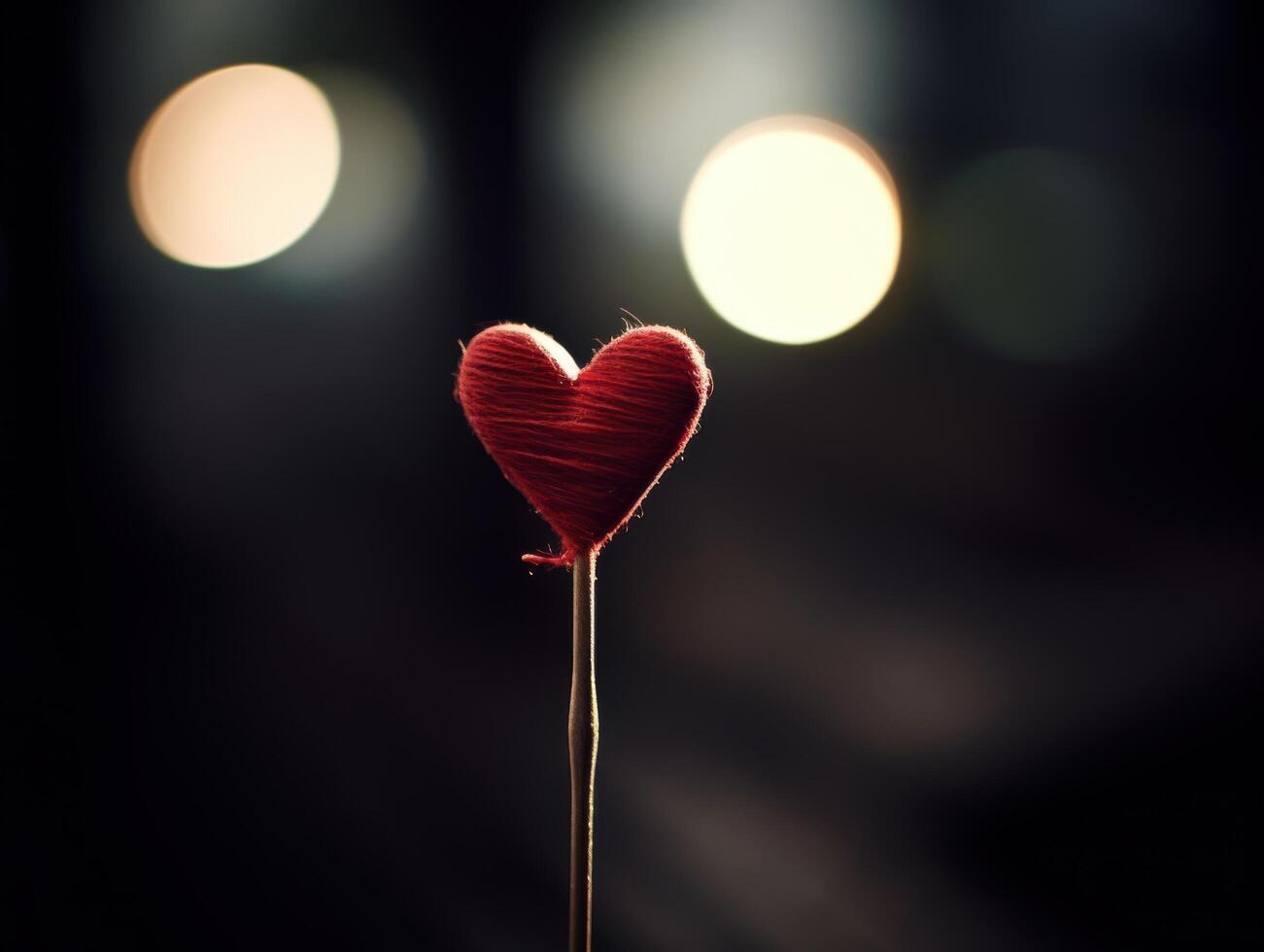 Glowing heart shaped object on a dark background photo