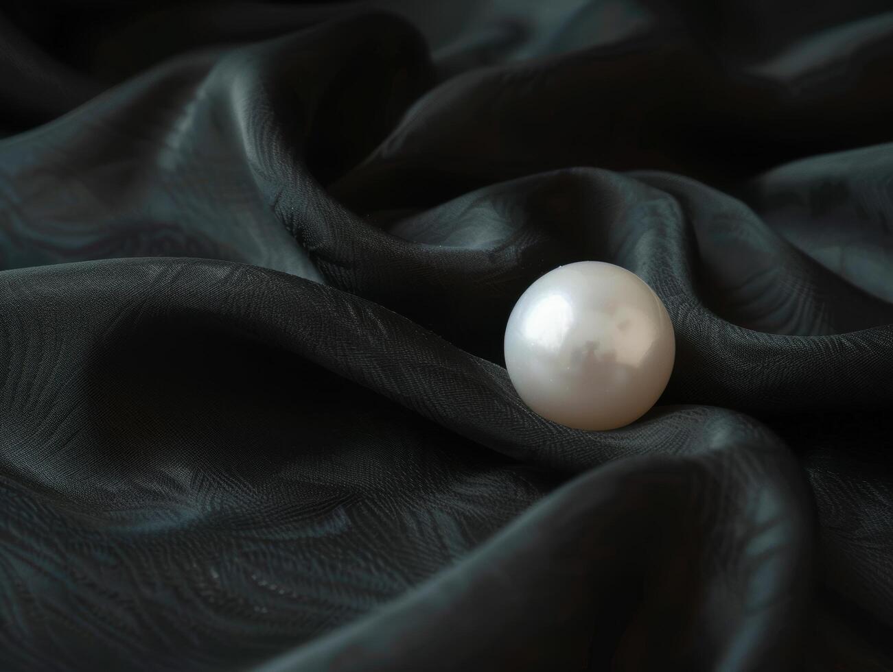 Elegant pearl on dark fabric photo