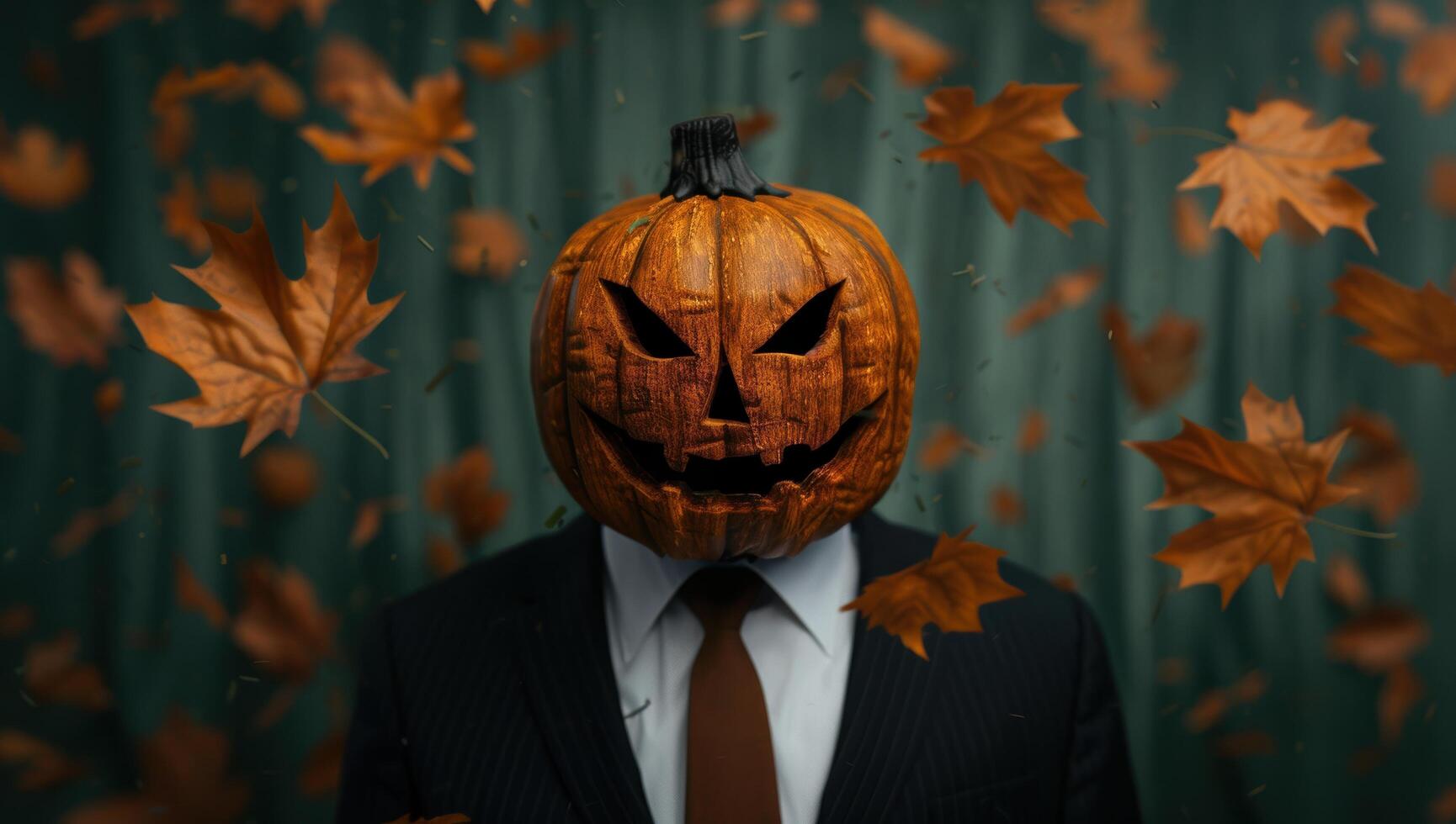 jack o lantern pumpkin head in business suit photo