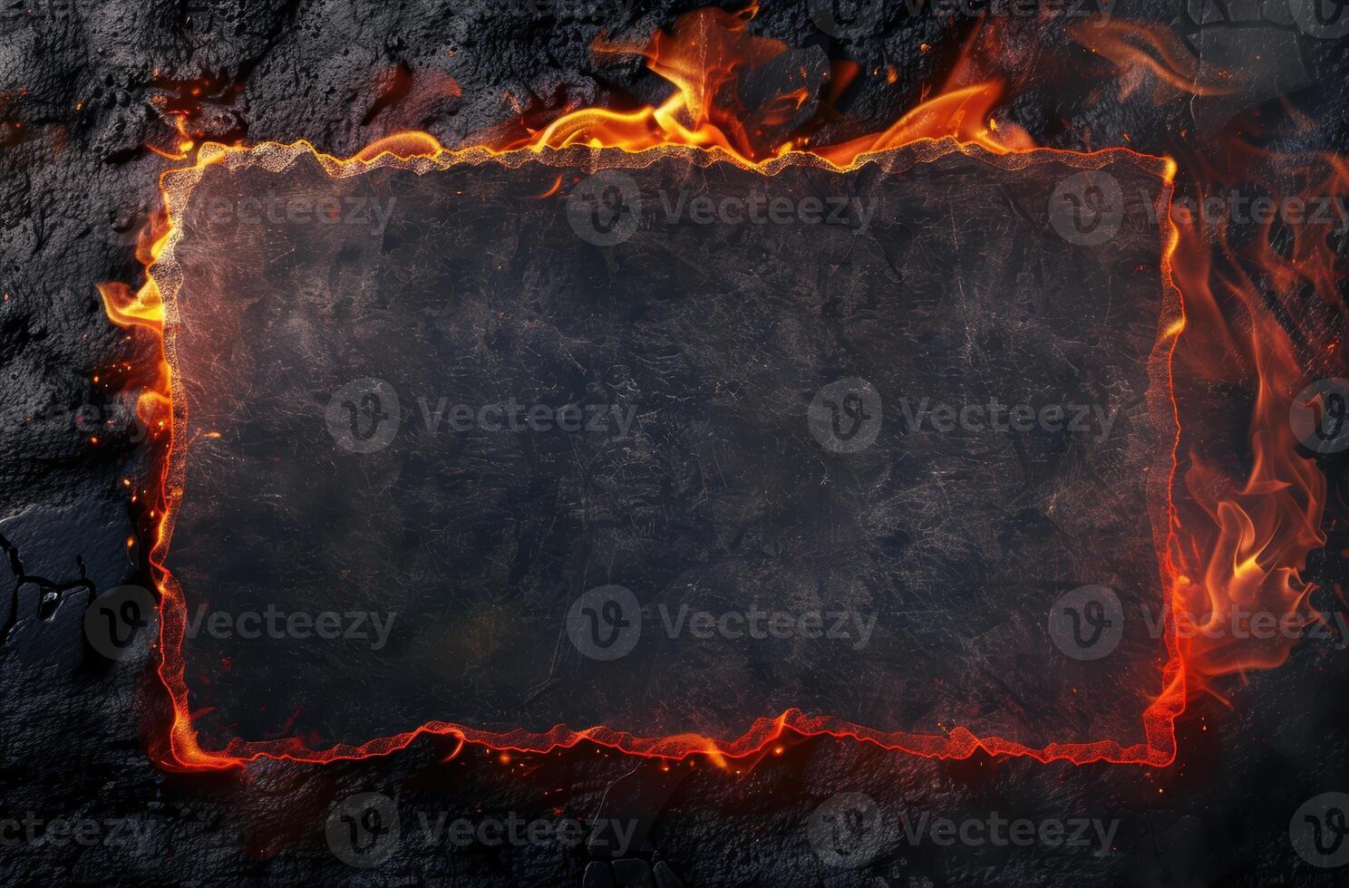 Fiery frame on dark background photo