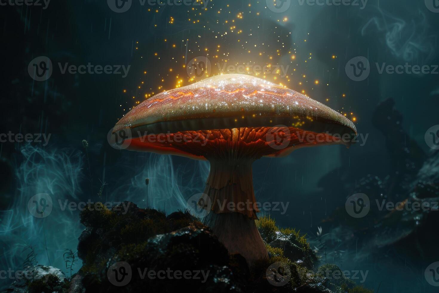Magical mushroom in fantasy forest photo