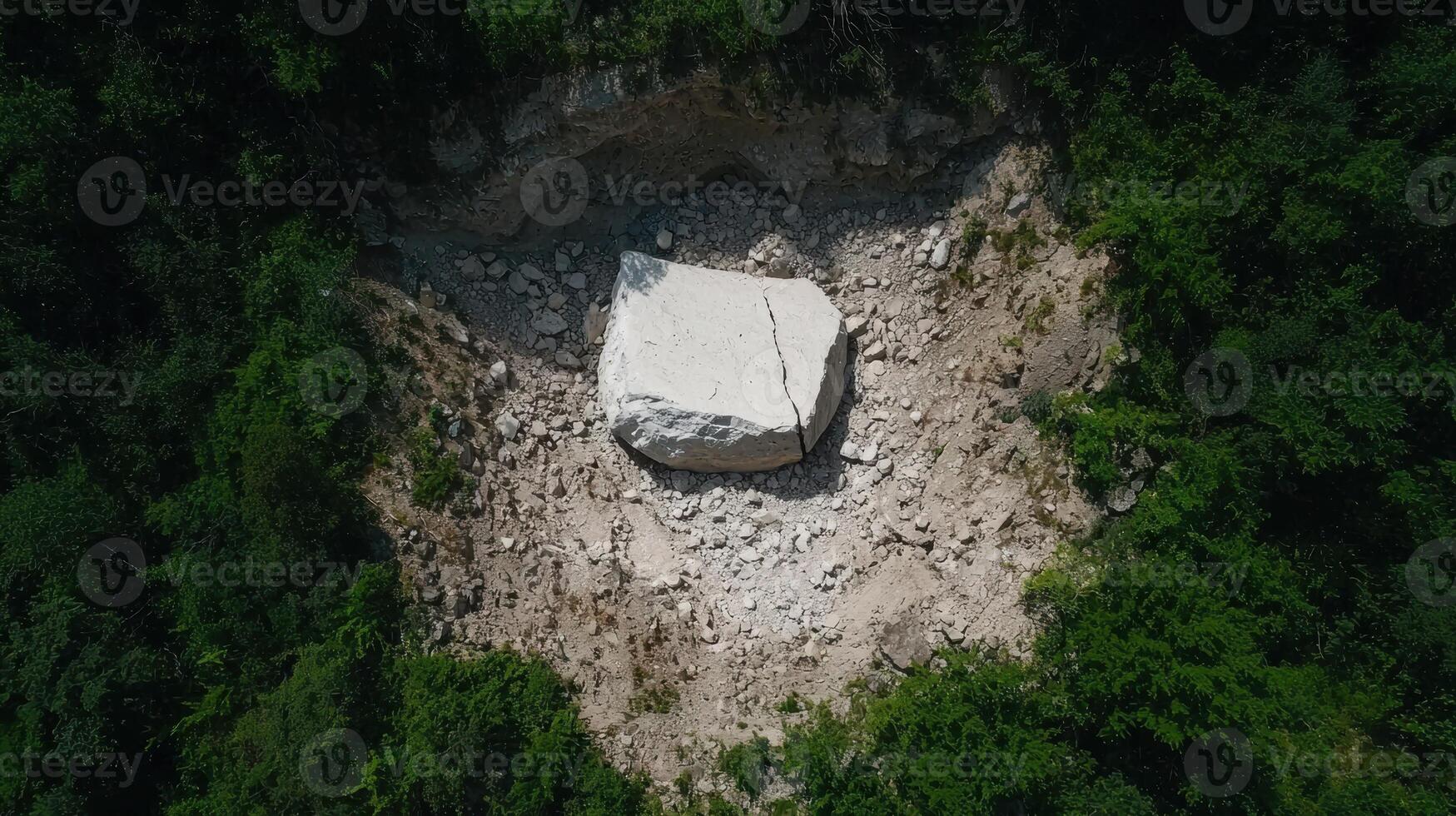 Large rock in forest clearing photo