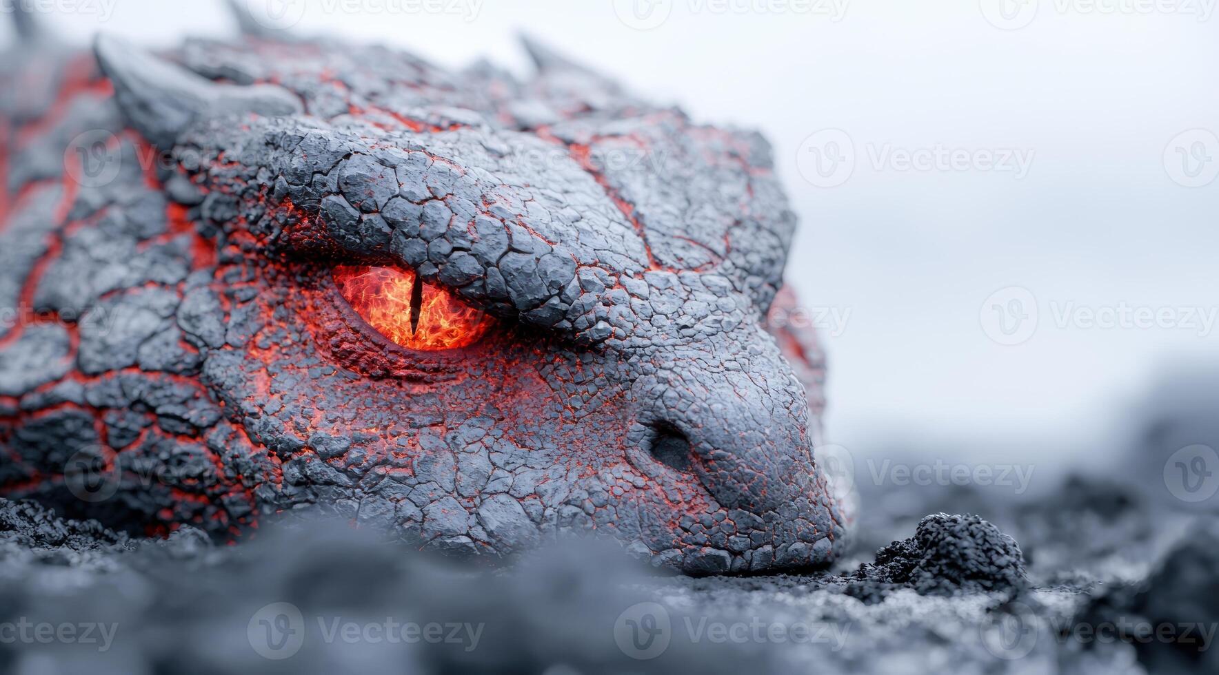 Fiery dragon eye in the mist photo