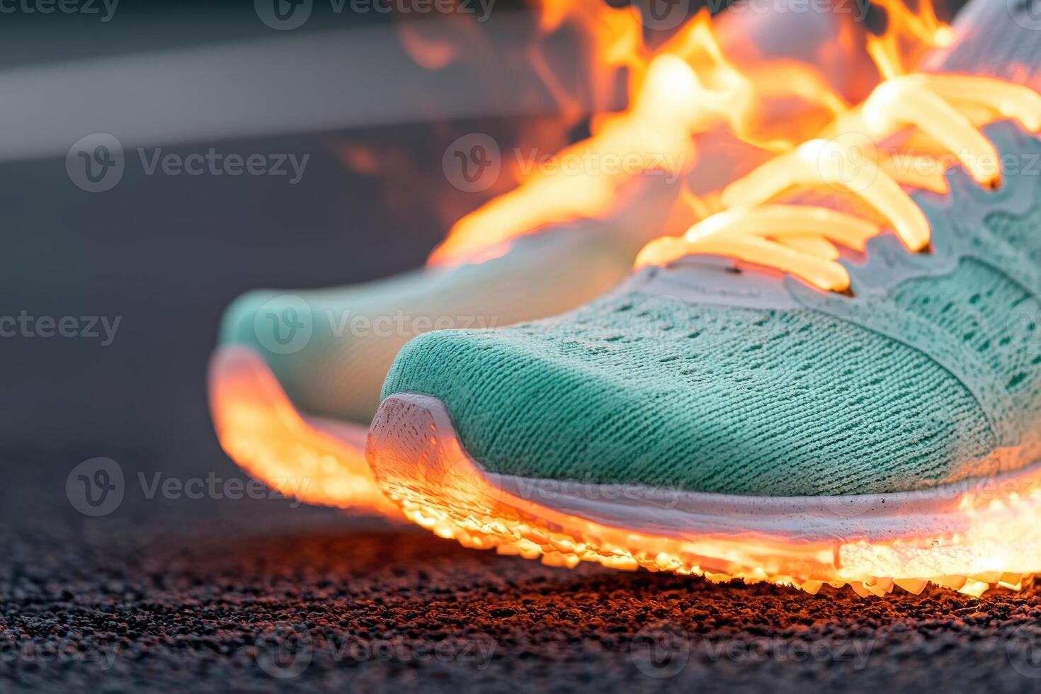 Burning Shoe on Running Track photo
