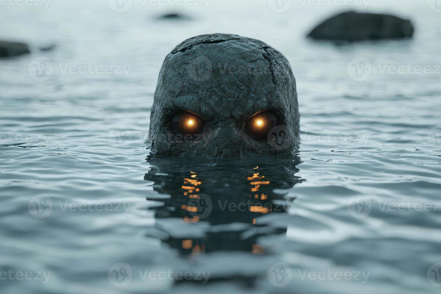 Mysterious creature emerging from dark waters photo