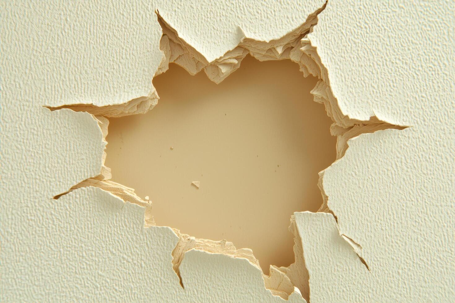 Hole in drywall texture background photo