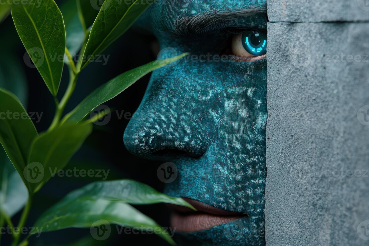 Mysterious eye peeking through foliage photo