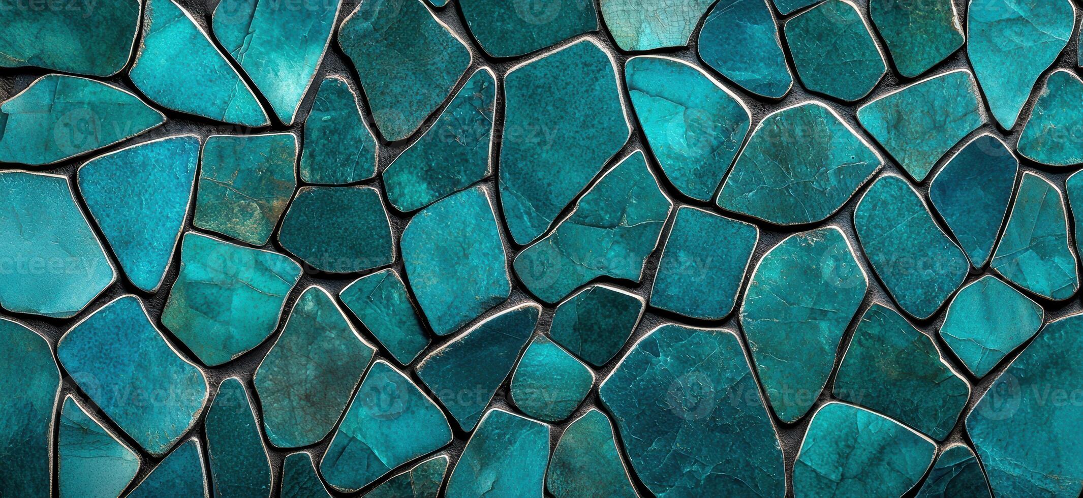 Vibrant turquoise stone mosaic background photo