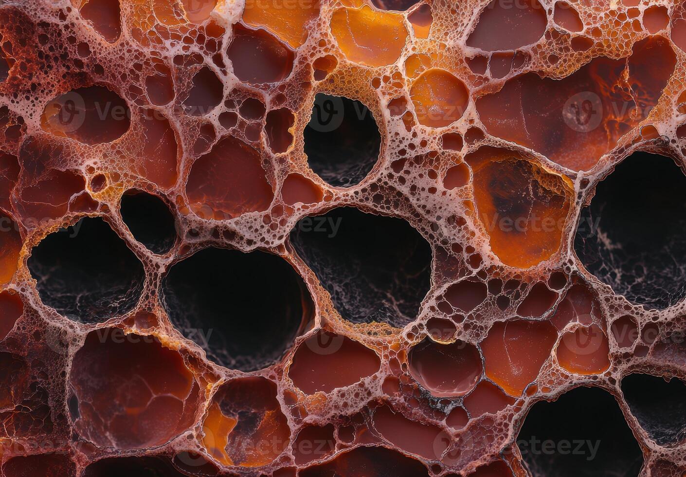 Intricate cellular patterns in vibrant orange and black photo