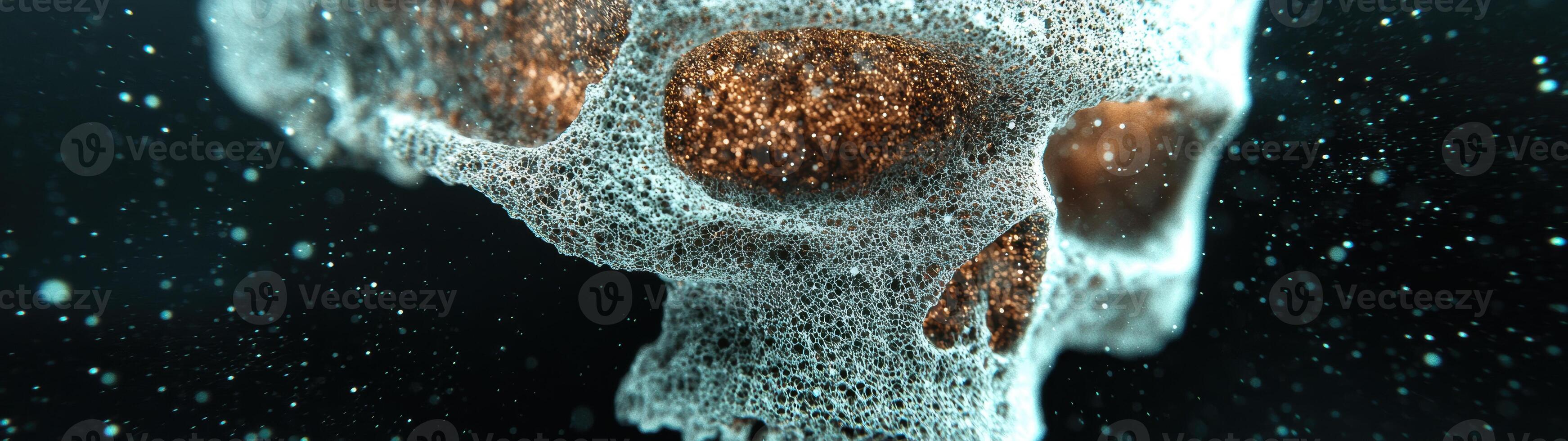 Sparkling golden particles in a crystalline structure photo