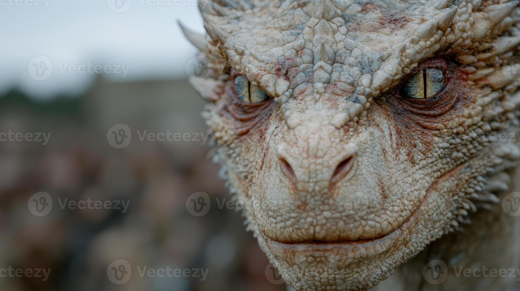 Close up portrait of a rugged lizard with intricate scales and piercing eyes photo