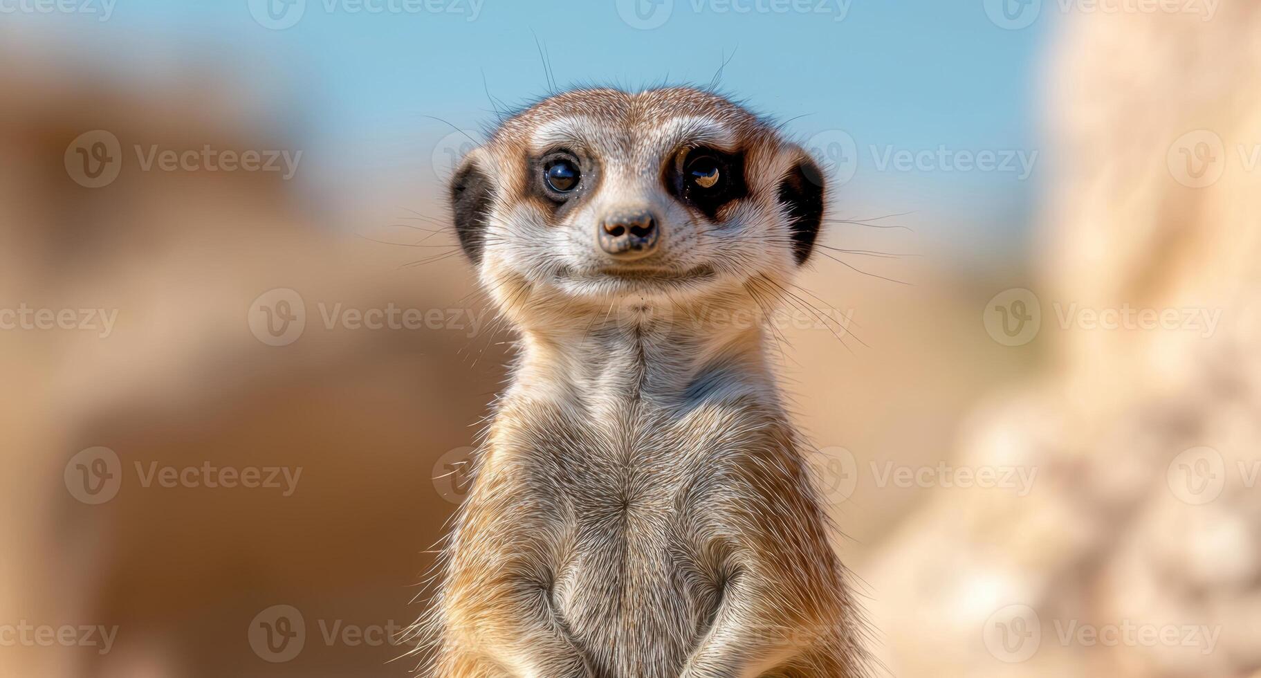 Curious meerkat looking directly at camera photo