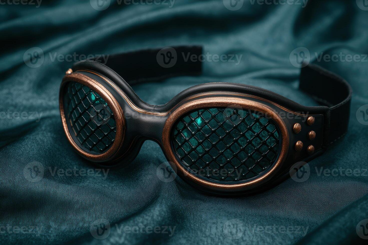 Steampunk inspired goggles with intricate metallic frames and tinted lenses photo