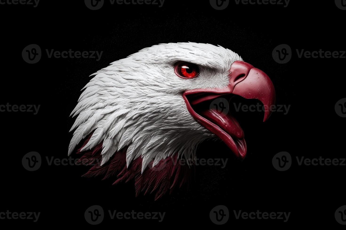 Fierce bald eagle with intense red eyes photo