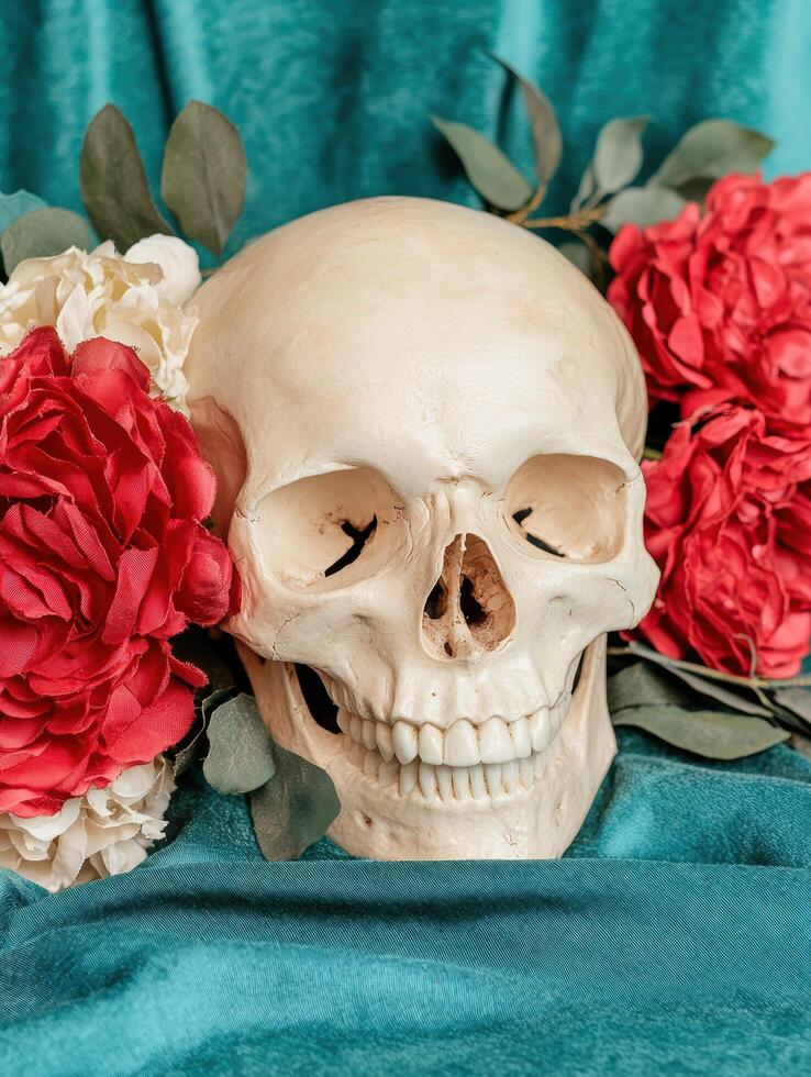 Skull and Flowers Still Life photo