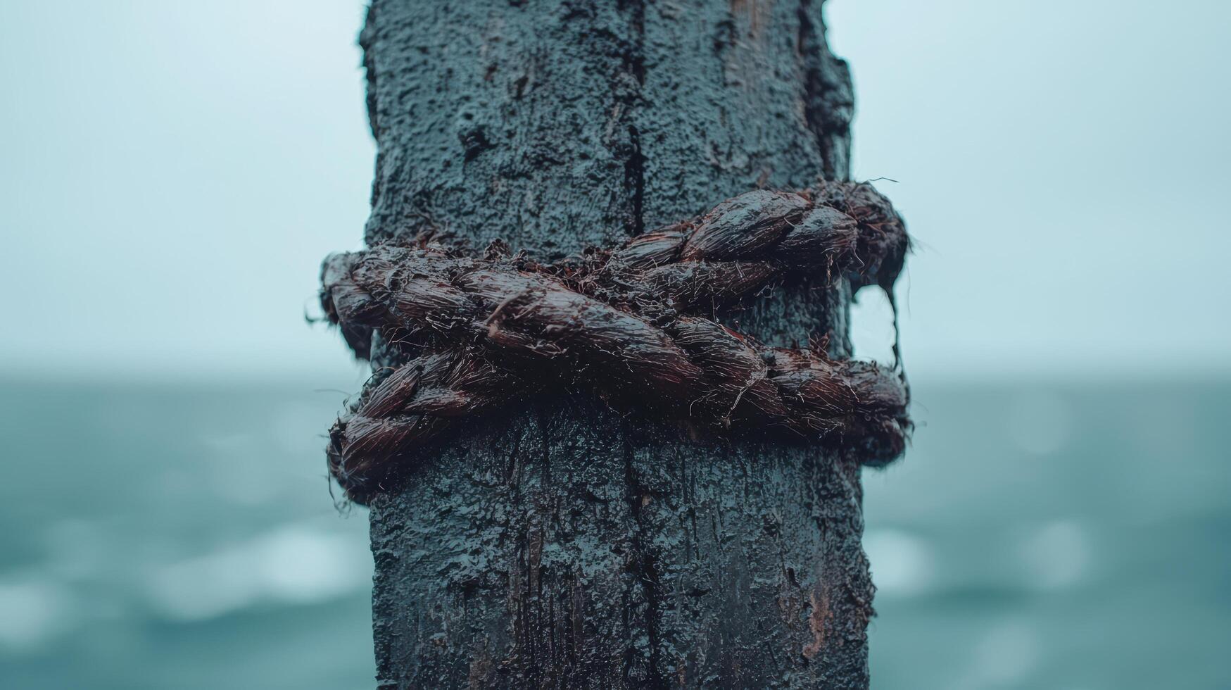 Weathered tree trunk with tangled roots photo