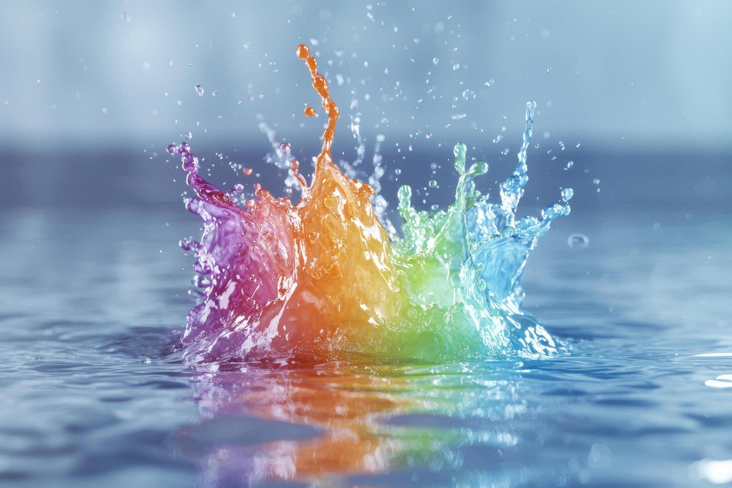 Colorful water splash on a reflective surface photo