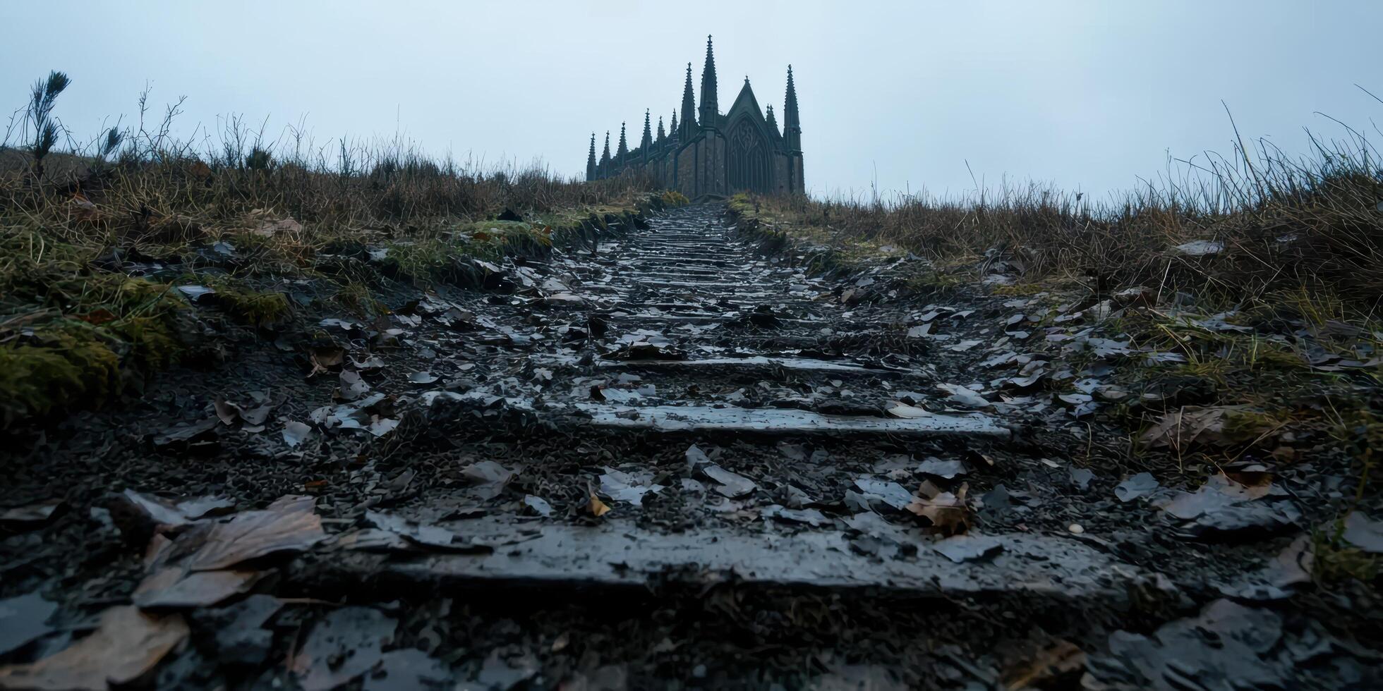 gothic cathedral on a gloomy day photo