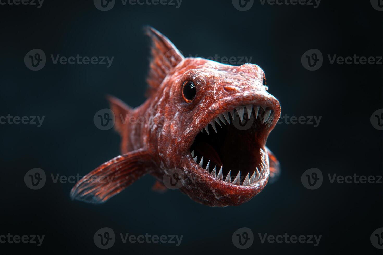 Ferocious deep sea fish with sharp teeth photo