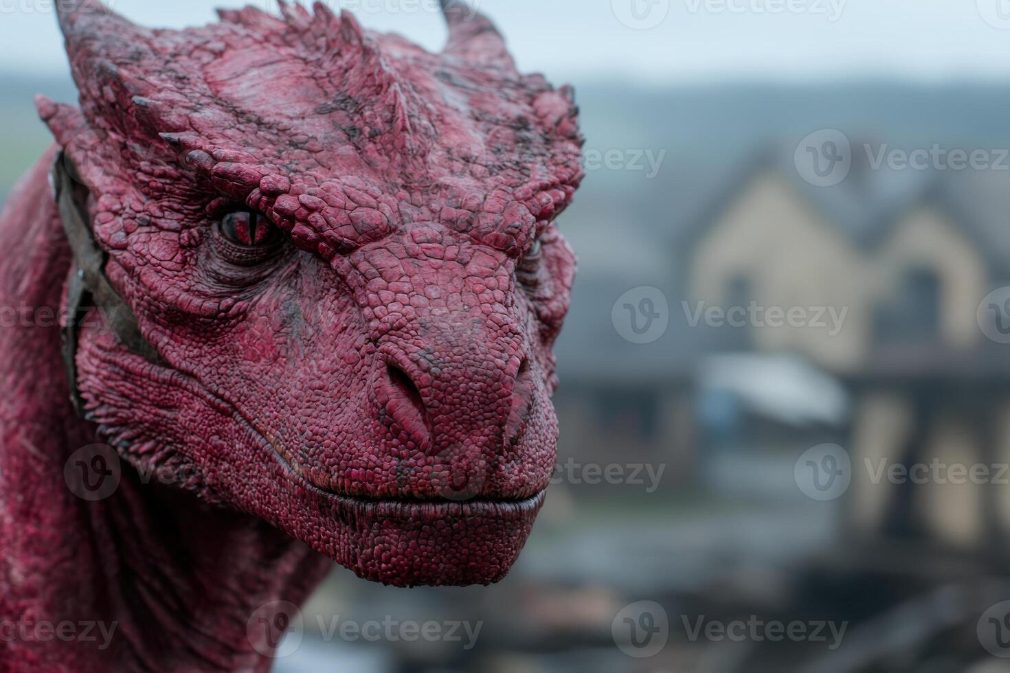 Close up of a vibrant red dragon like creature photo
