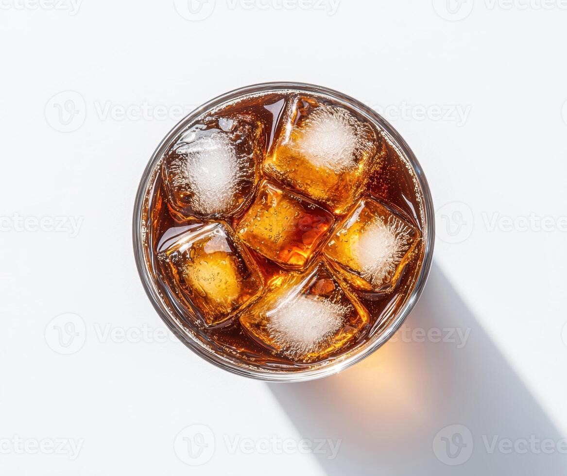 Refreshing glass of iced cola photo