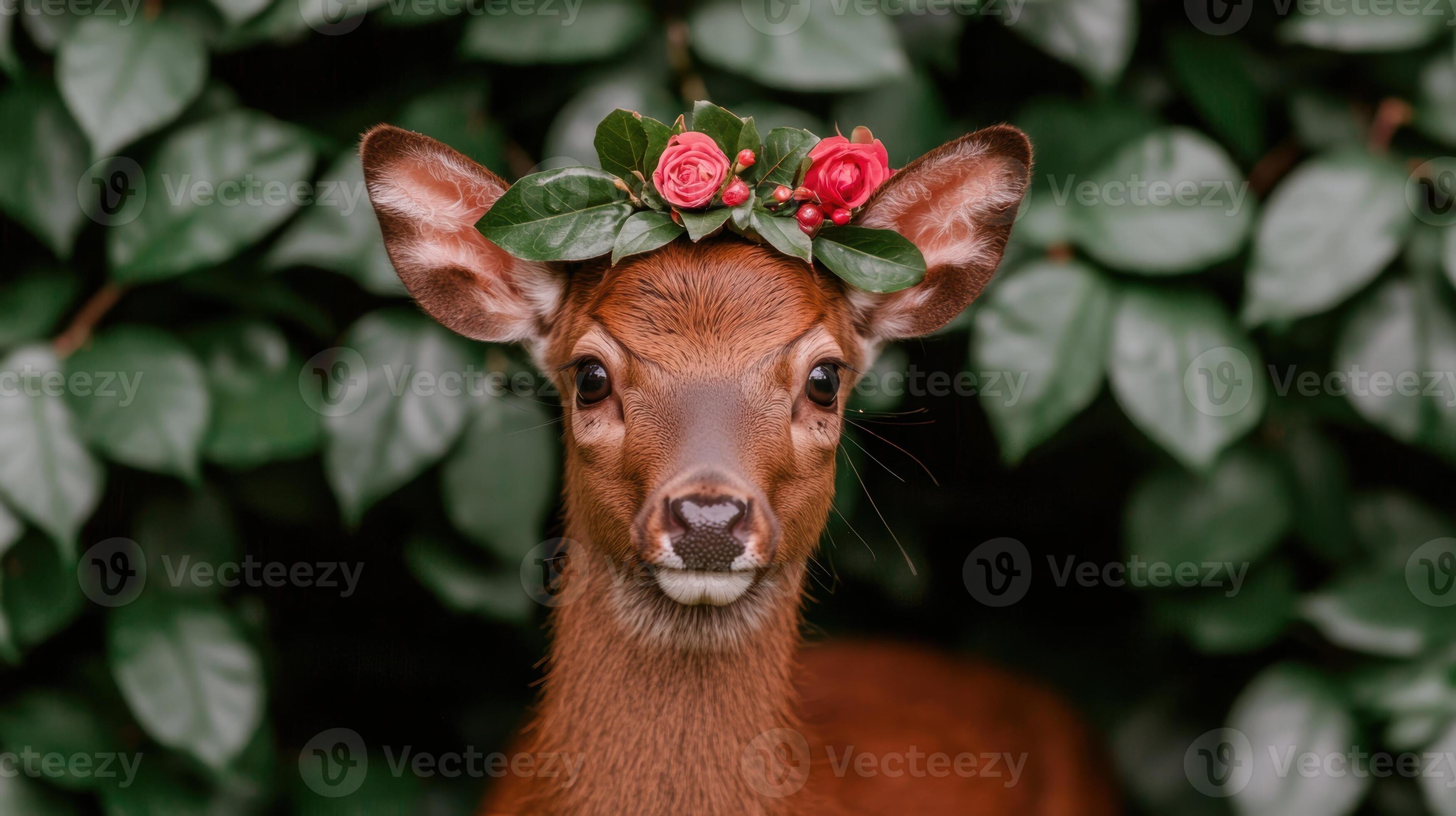 cute-deer-with-flower-crown-in
