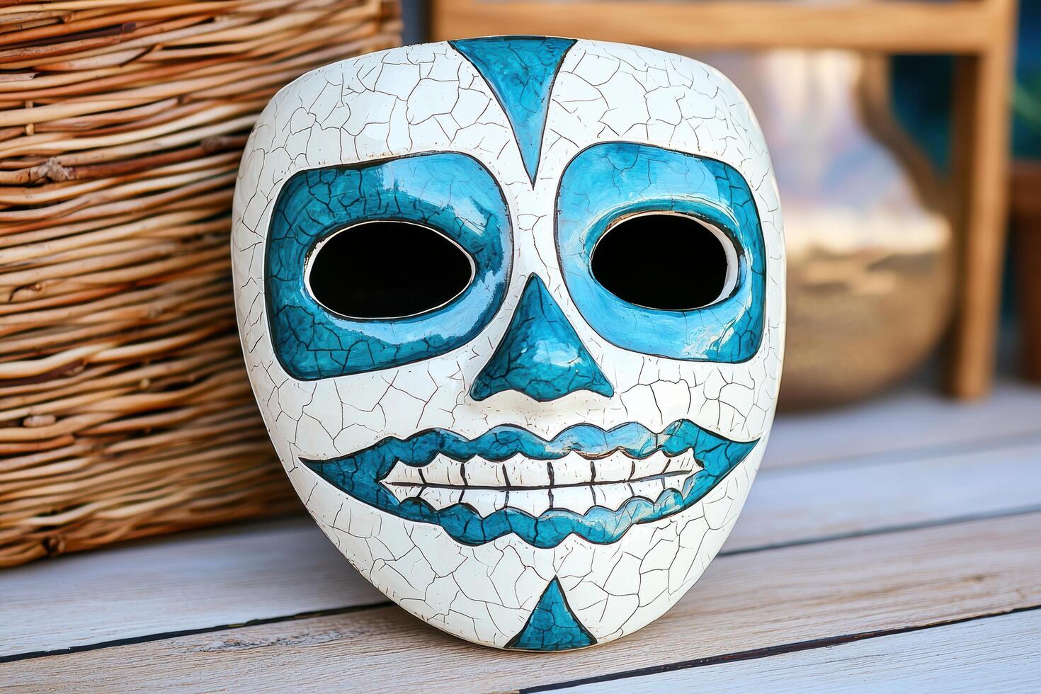Colorful Cracked Skull Mask photo