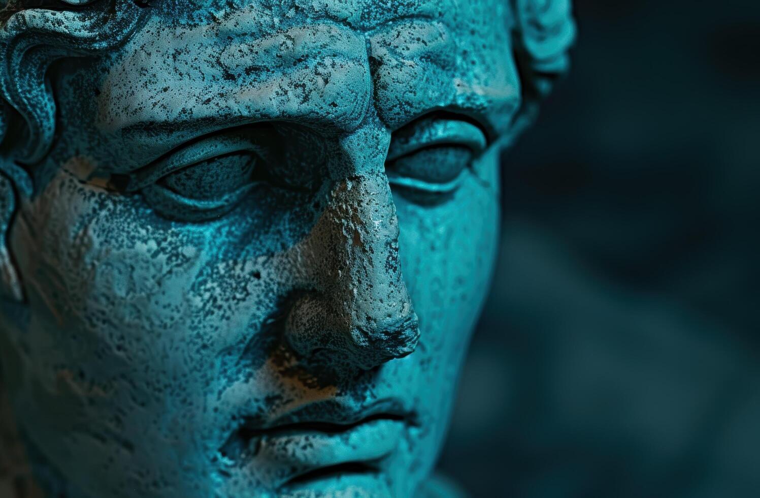 Close up of a weathered and textured bronze buddha statue photo