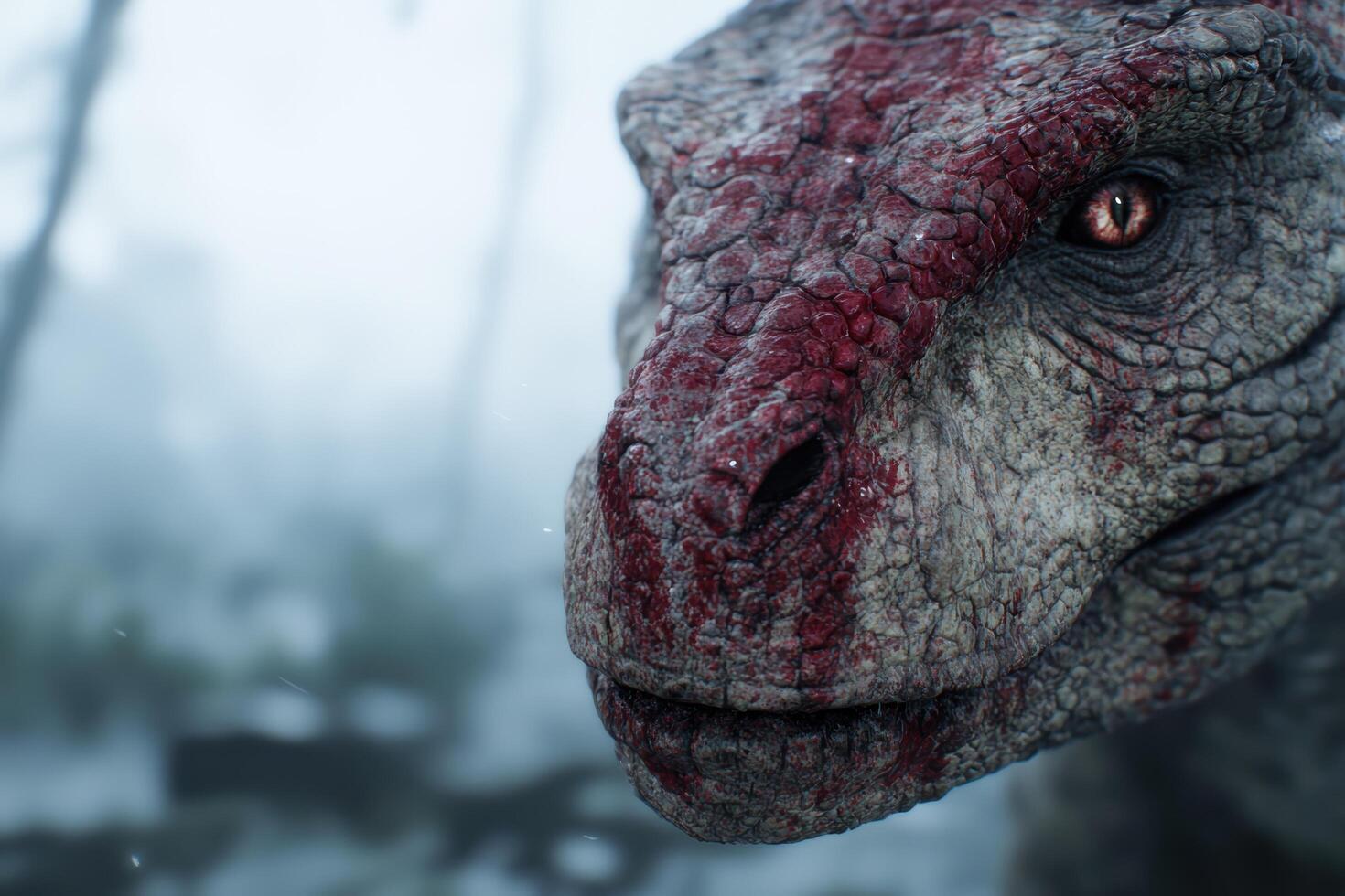 close up of a fierce dinosaur face photo