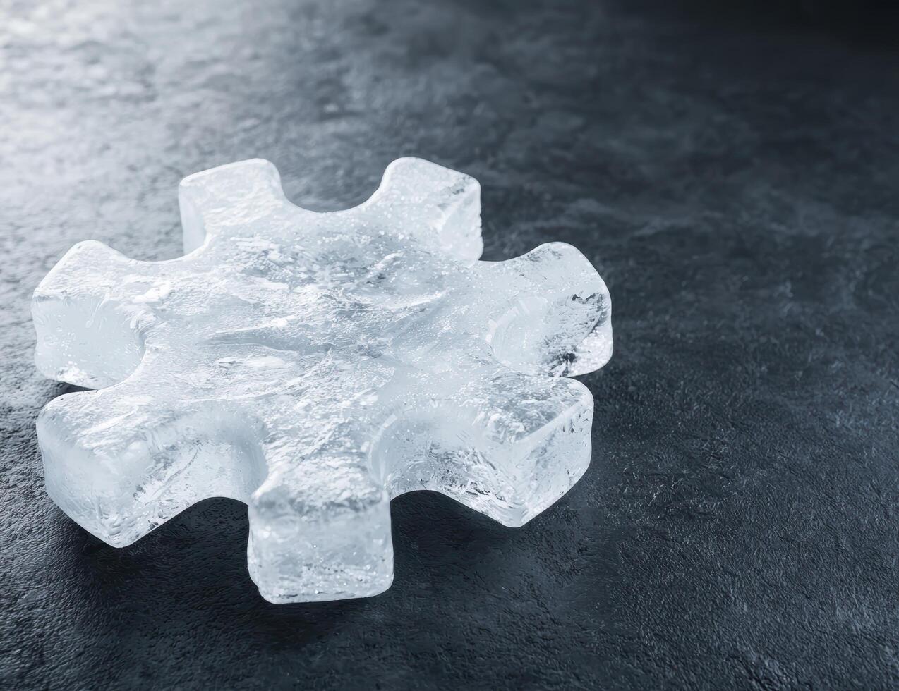 Frozen puzzle piece on dark background photo
