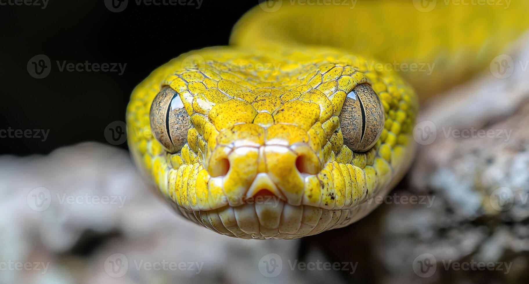Close up of a vibrant yellow snake photo