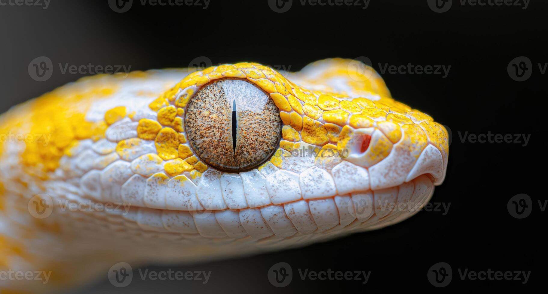 close up of a yellow snakes eye photo